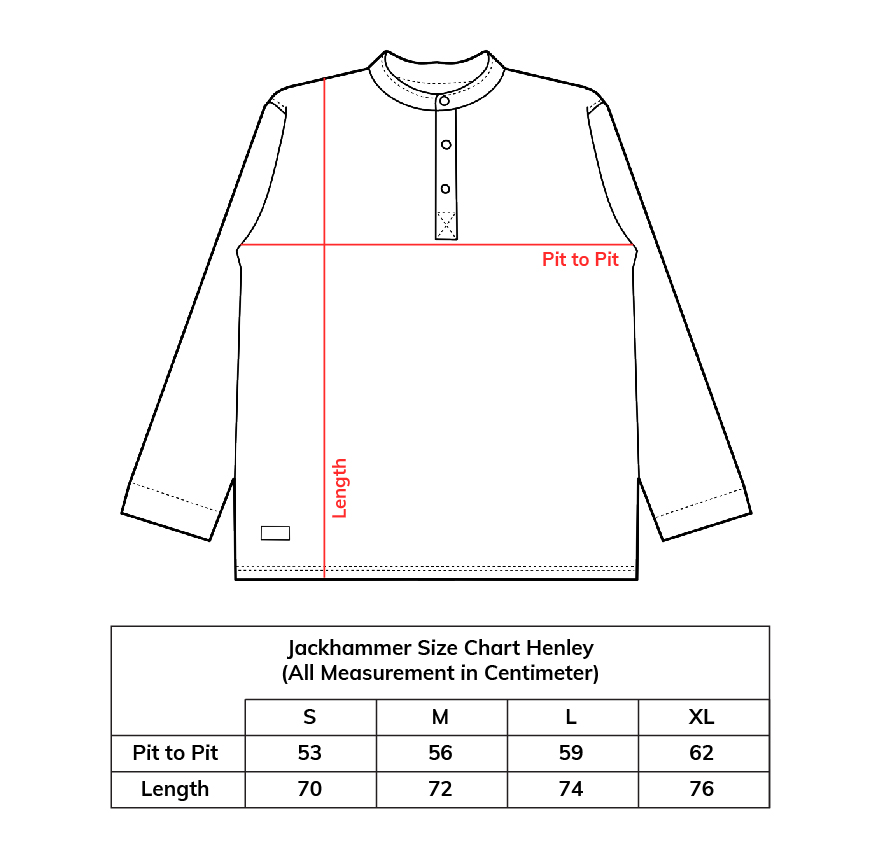 Durga Script Henley Shirt Red Jackhammer Co.